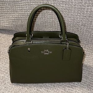 Coach Lillie Carryall Medium Satchel. Olive green.